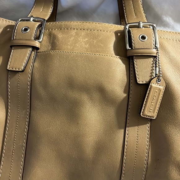 COACH HAMPTON SHOPPER Camel Taupe Tan LEATHER SATCHEL TOTE BAG - Picture 2 of 6
